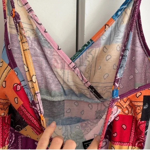 SHEIN Colorful Patchwork Spaghetti Strap Mini Dress - Picture 7 of 8